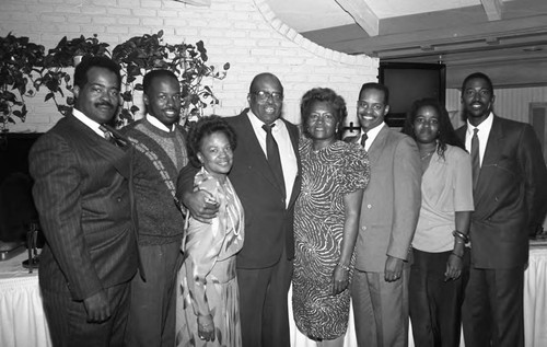 African American family posing together, Los Angeles, 1989