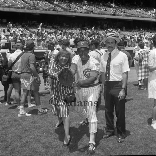 Ethel Bradley, Cubs baseball player, and Nick Cardona Jr., Los Angeles, 1984