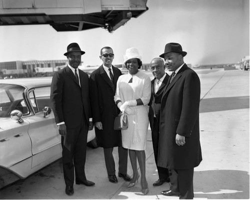 Dr. King at airport, Los Angeles, 1964