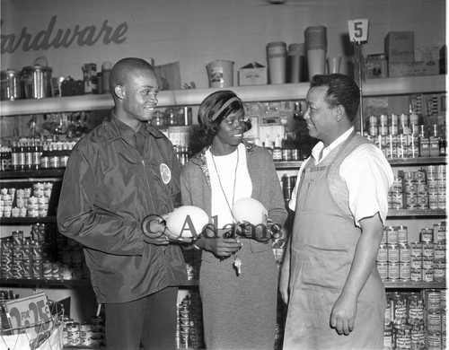 Men and woman in hardware store, Los Angeles, 1964