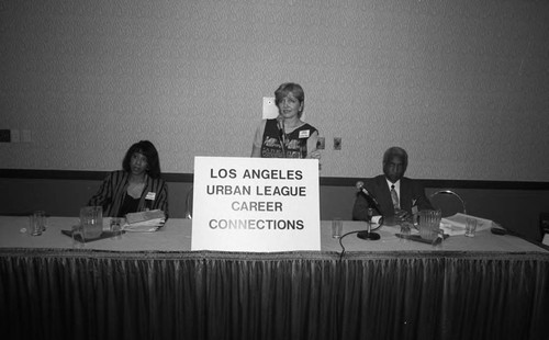 Panelists presenting a career development seminar for the Los Angeles Urban League, Los Angeles, 1993