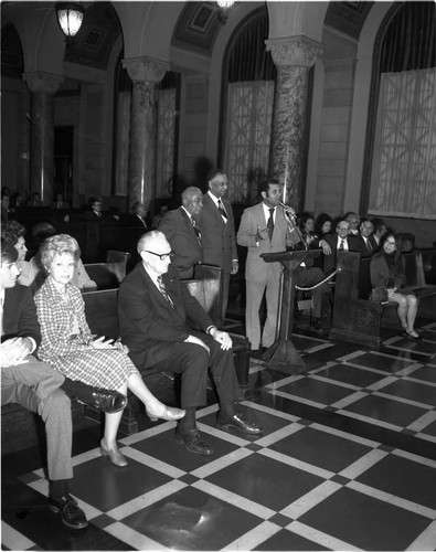 Councilman Lindsay at City Hall, Los Angeles, 1973