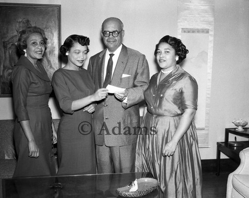 Interior with four individuals, Los Angeles, 1960