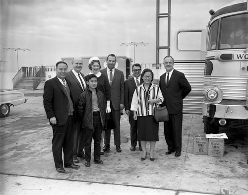 Kenneth Hahn at airport, Los Angeles, 1963