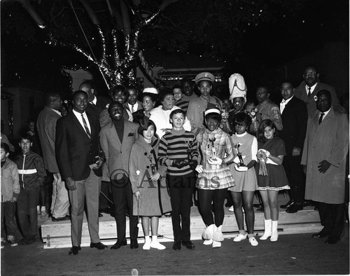 Group with trophies, Los Angeles, 1967