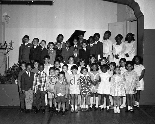 Group of boys and girls at event, Los Angeles, 1970