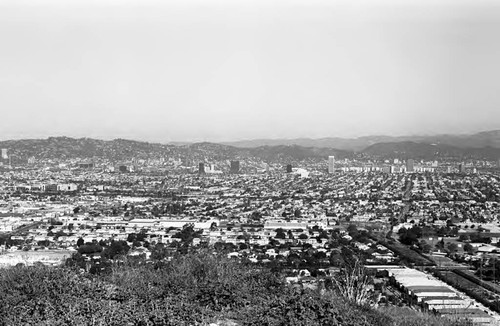 Baldwin Hills Park scenic city view, Los Angeles, 1986