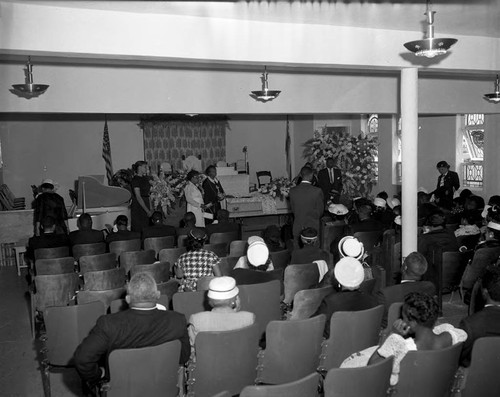 Funeral attendees, Los Angeles, 1959