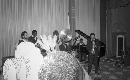 Musicians performing in a ballroom, Los Angeles, 1987