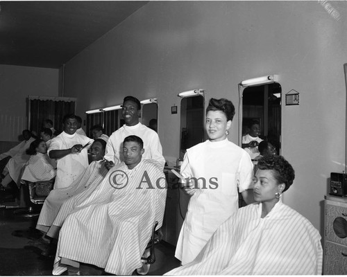 Beauticians in a salon, Los Angeles, 1954