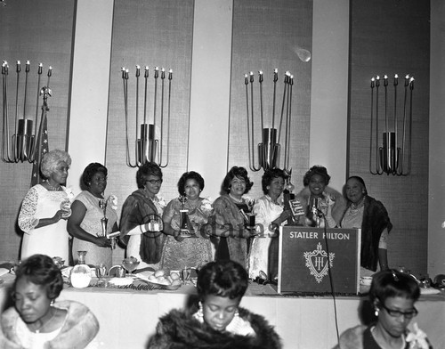 Women at awards ceremony, Los Angeles, 1968