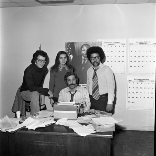 John Floyd and others posing together, Los Angeles, 1973