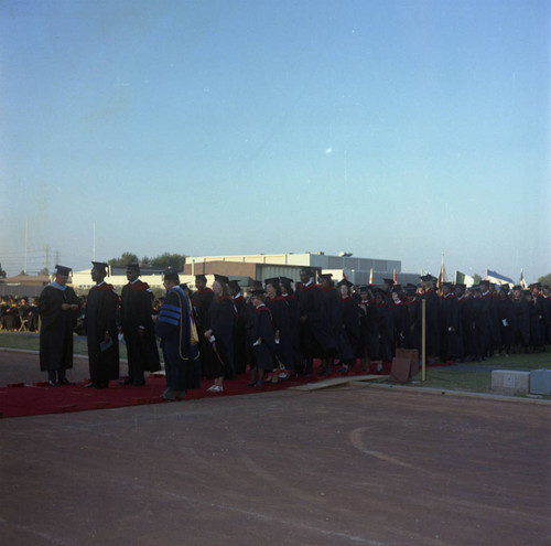 Compton College students participating in graduation ceremonies, Los Angeles, 1972