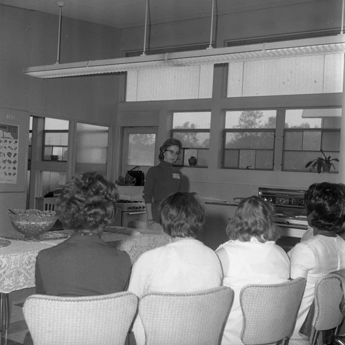 Compton College Career Day participants listening to a lecturer, Compton, 1971