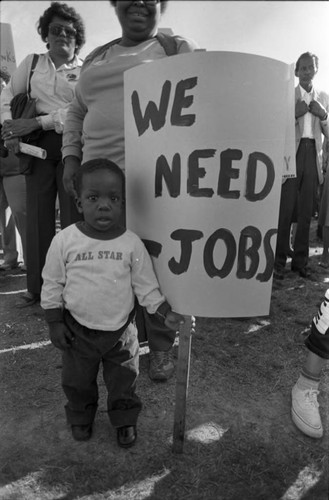 Child Holding Sign, Los Angeles, 1983