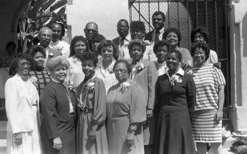 Ward AME Church members posing together, Los Angeles, 1986