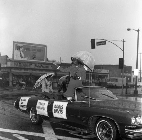 Doris Davis in a Christmas Parade, Los Angeles, 1973