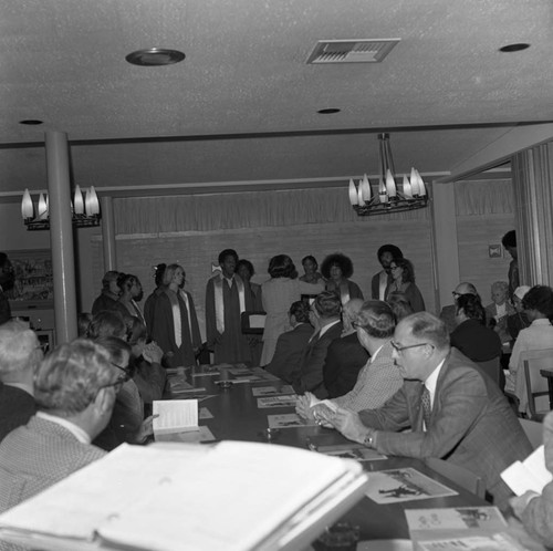 Choral group performing during an event at Compton College, Los Angeles, ca. 1972