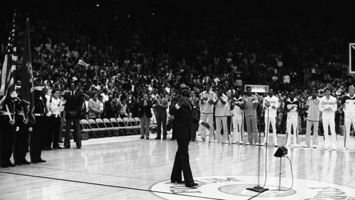 Marvin Gaye performing the national anthem at the NBA All-Star Classic, Inglewood 1983