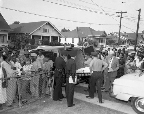 Injured person's scene, Los Angeles, 1955