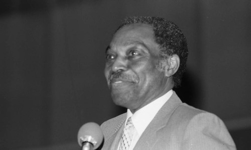 Rev. Cecil Murray speaking at the NAACP 75th anniversary kick-off celebration, Los Angeles, 1984