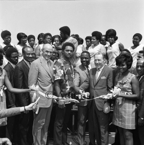 Ribbon cutting, Watts, 1968