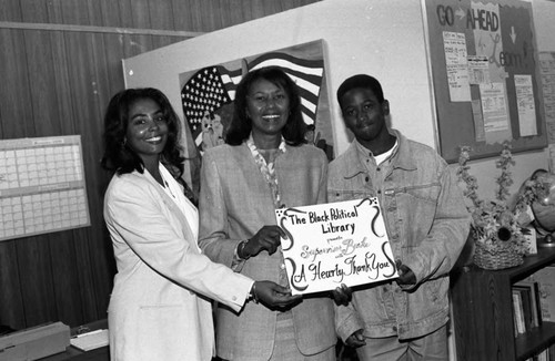 Black Political Library presentation to Yvonne Brathwaite Burke, Los Angeles, 1985