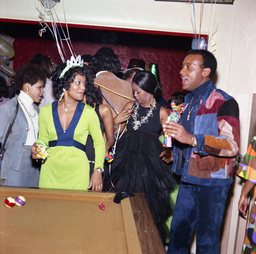 Iris and Gwen Gordy at Berry Gordy's New Year's Eve party, Los Angeles