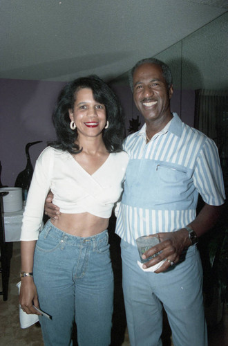 Donald Bohana and an unidentified woman at his birthday party, Los Angeles, 1989