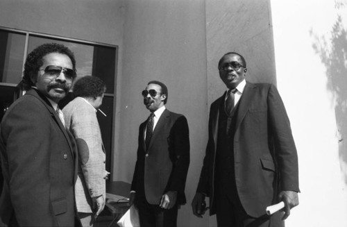 Deacon Jones attending the funeral service for Marvin Gaye, Los Angeles, 1984