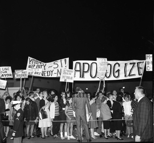 Campaign and protest signs, Los Angeles, 1966