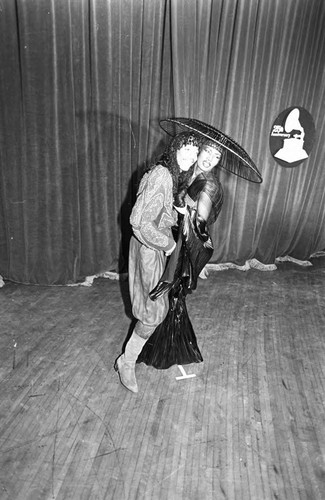 Rick James and Grace Jones posing together at the 25th Annual Grammy Awards, Los Angeles, 1983