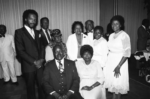 Sadie Robinson posing with family during a Watts Branch NAACP Banquet, Los Angeles, 1984