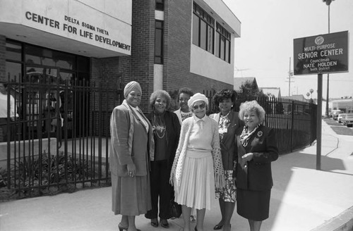 Rosa Parks posing with others at the Center for LIfe Development, Los Angeles, 1989