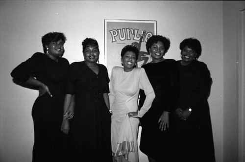 Anita Baker and the Clark Sisters posing together at the 11th Annual BRE Conference, Los Angeles, 1987