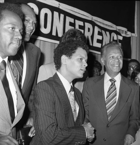 Julian Bond and Tom Bradley at 68th National Urban League Conference, Los Angeles, 1978