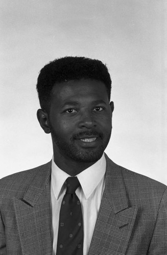 Stan Callahan sitting for a studio portrait, Los Angeles, 1991