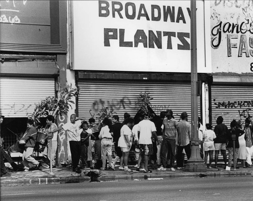 Looters at a plant store, Los Angeles, 1992