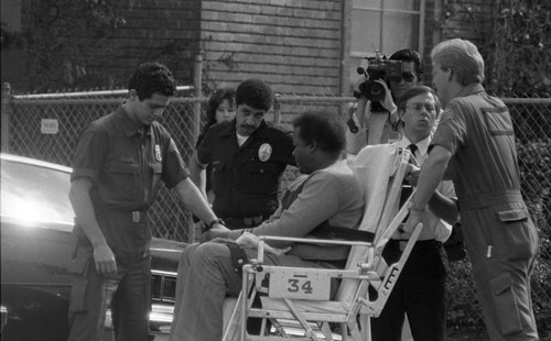 Man on Stretcher, Los Angeles, 1987