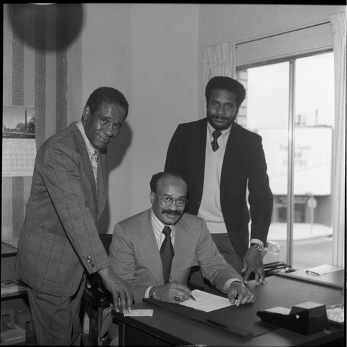 Dr. Conon posing in his office, Los Angeles, 1974