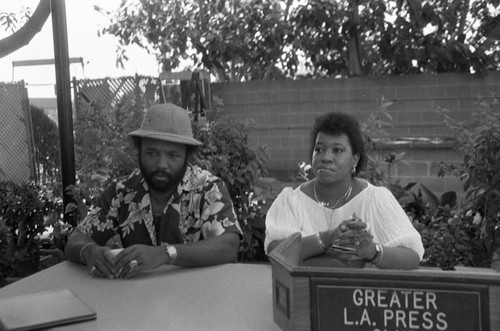 Andraé Crouch and Danniebelle Hall attending a Los Angeles Press Club event, Los Angeles, 1983