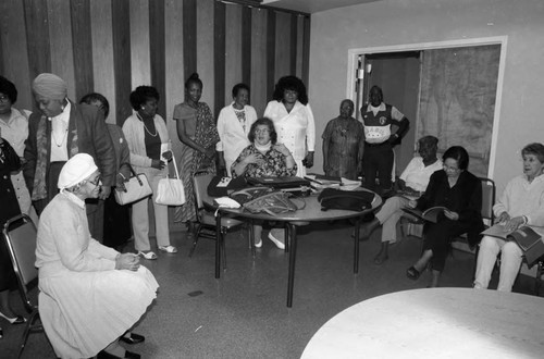 Rosa Parks meeting with others at the Delta Sigma Theta Center for Life Development, Los Angeles, 1989