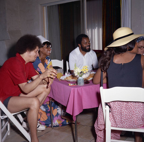 Berry Gordy and guests at his house party, Los Angeles