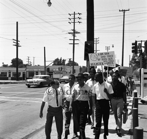 James Meredith marching, Los Angeles, 1966