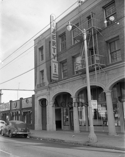 Exterior of Liberty Savings and Loans; Los Angeles, 1954