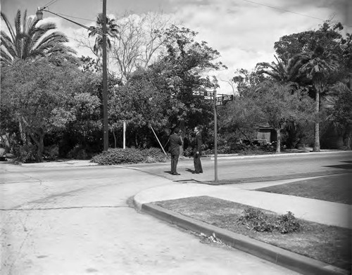 Councilman Joe Hollingsworth at a street intersection, Los Angeles, 1963