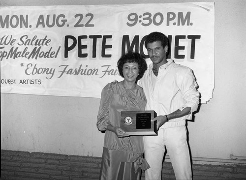 Pete Moret posing with Gertrude Gipson at the Pied Piper Nightclub, Los Angeles, 1983