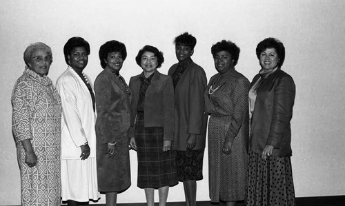 African American women posing together, Los Angeles, 1986