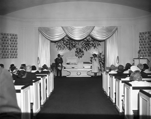 Deceased woman at funeral home, Los Angeles