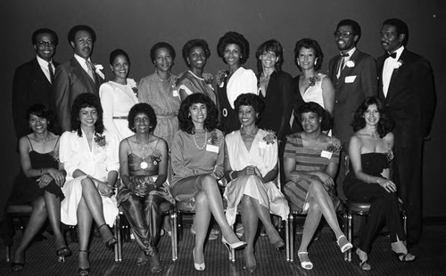 Centennial High School reunion group portrait, Los Angeles, 1983